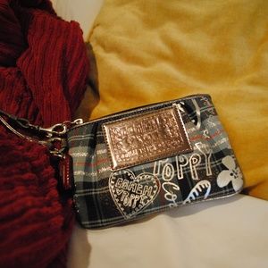 Coach Poppy Plaid Wristlet